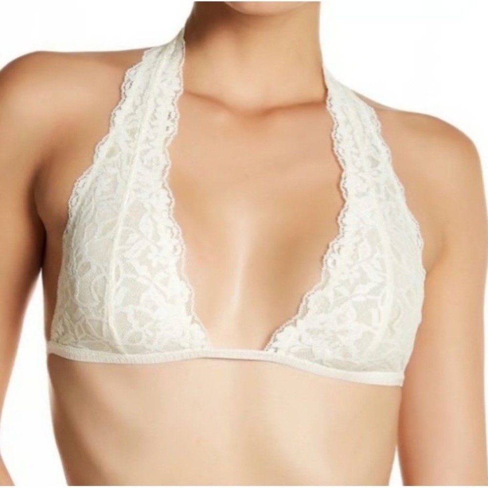 Free People Galloon Lace Halter Bralette Ivory XS NEW
